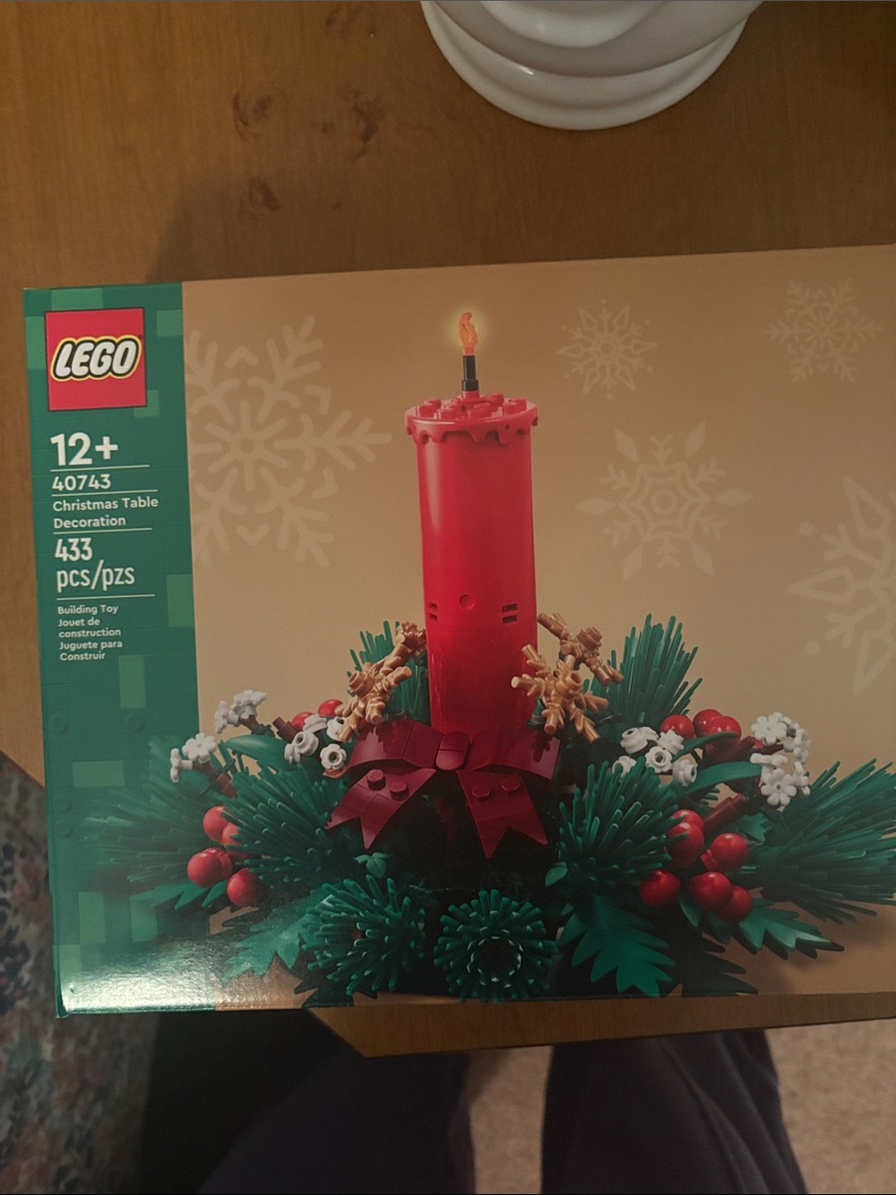 LEGO Red Candle Centerpiece with Green Foliage and Gold Accents